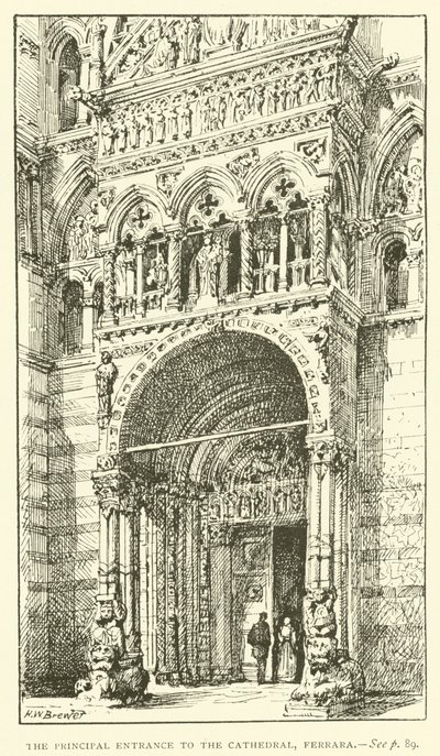 La entrada principal a la Catedral, Ferrara de Henry William Brewer