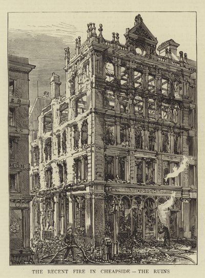 El reciente incendio en Cheapside, las ruinas de Henry William Brewer