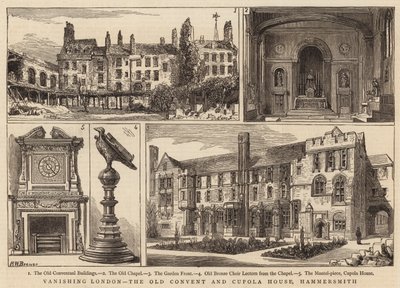 Londres desapareciendo, el antiguo convento y la Casa de la Cúpula, Hammersmith de Henry William Brewer