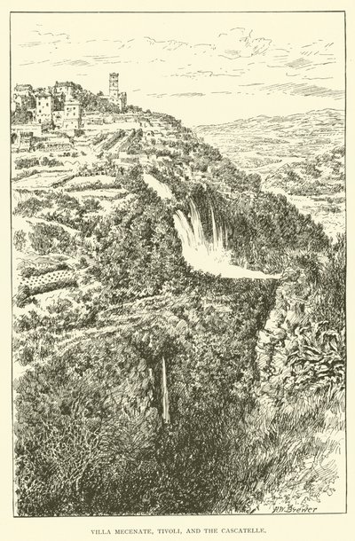 Villa Mecenate, Tívoli, y las Cascatelle de Henry William Brewer