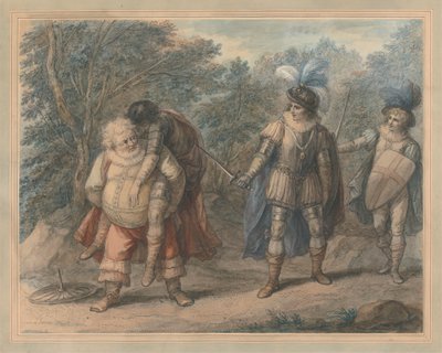 Falstaff cargando a Hotspur muerto de Henry William Bunbury