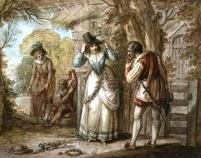Florizel y Autolycus cambiando vestimentas de Henry William Bunbury