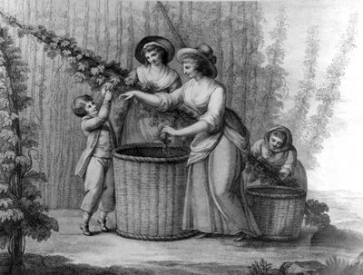 Recolectores de lúpulo, grabado por William Dickinson, 1803 de Henry William Bunbury