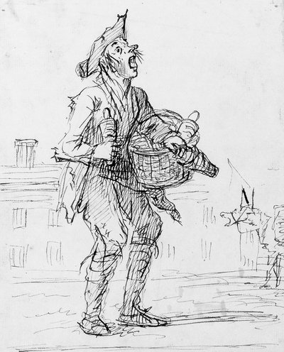 Estudio de un pregonero callejero con un burro de Henry William Bunbury