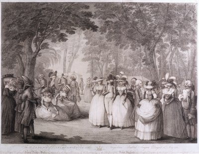Los jardines de Carlton House con cantantes de baladas napolitanas, grabado por William Dickinson, 1784 de Henry William Bunbury