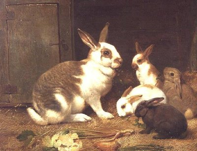 Conejos Alimentándose de Henry William Carter