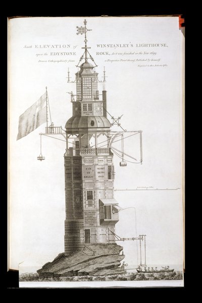 Faro de Edystone grabado por Henry Roberts, 1762 de Henry Winstanley