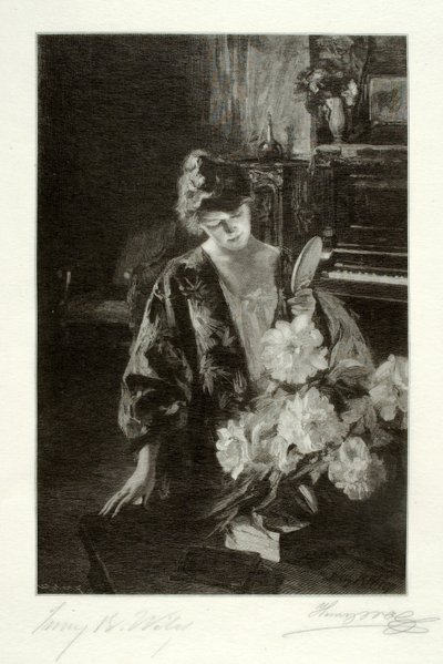 La niña y las peonías (El espejo de mano) de Henry Wolf