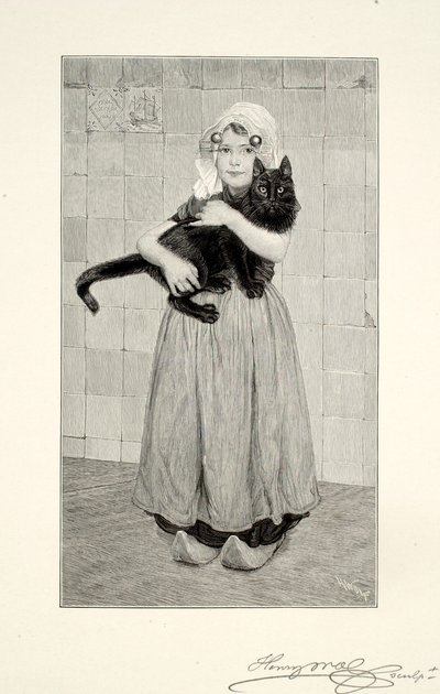 Chica con gato de Henry Wolf