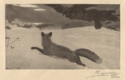 Invierno, la caza del zorro de Henry Wolf after Winslow Homer