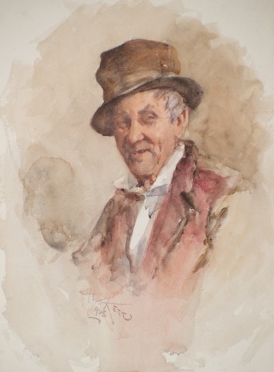 Retrato de un hombre con sombrero de copa (acuarela) de Henry Wright Kerr