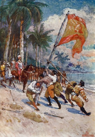 La bandera española en Florida de Henry after Sandham