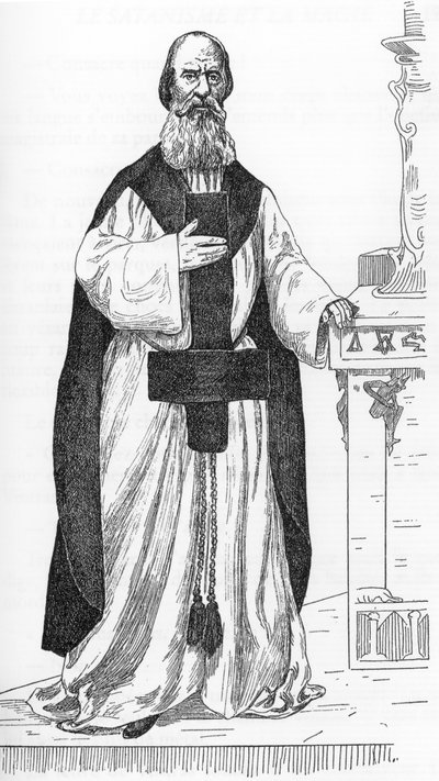Retrato de Pierre Eugene Ventras (1807-1875) (Pierre-Michel-Elijah) obrero que finge ser la reencarnación del profeta Elie Dibujo de Henry de Malvost a partir de "Satanismo y magia" de Jules Bois 1895 Colección particular de Henry de Malvost