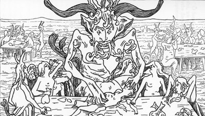 El banquete de Satán Dibujo de Henry de Malvost extraído de "Satanismo y magia" de Jules Bois 1895 Colección particular de Henry de Malvost