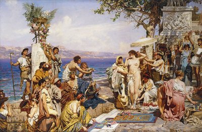 Friné en el Festival de Poseidón, Dios de los Mares de Henryk Siemieradzki