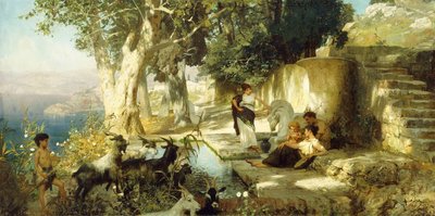 Tarde soleada en el pozo de Henryk Siemieradzki