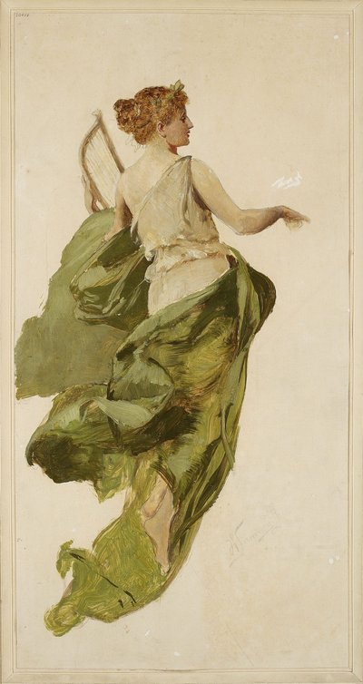 Alegoría de la música, boceto para el proyecto del telón de boca del Teatro Słowacki de Cracovia de Henryk Siemiradzki