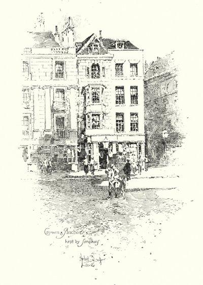 Crown and Anchor, mantenido por Thomas Simpkin, The Strand, Londres de Herbert (after) Railton