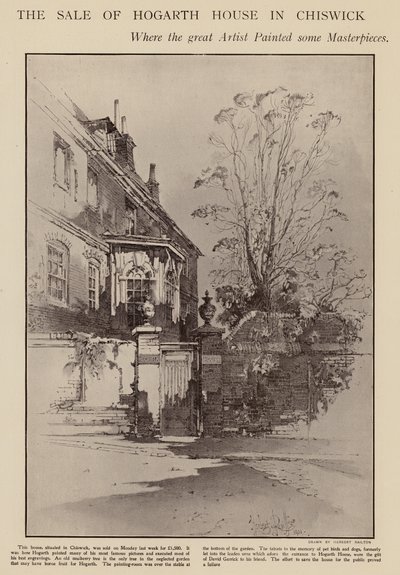 Antigua casa de William Hogarth, Chiswick, Londres (lito) de Herbert (after) Railton