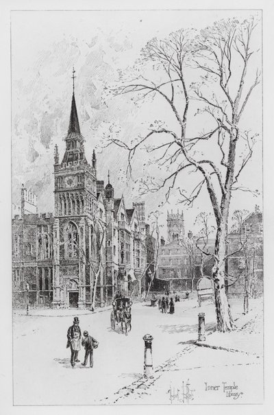 Biblioteca del Inner Temple (grabado) de Herbert (after) Railton