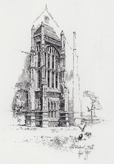 Ventana Oriel en el Salón (grabado) de Herbert (after) Railton