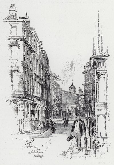 Staple Inn desde Southampton Buildings (grabado) de Herbert (after) Railton