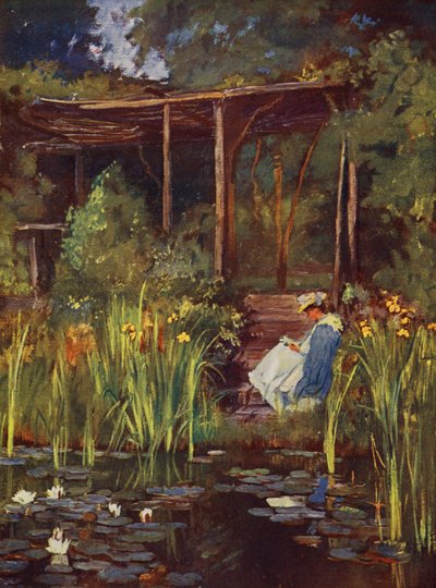 Un jardín acuático (litografía en color) de Herbert Arnould Olivier