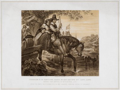 Carlos II Disfrazado Ayudado en su Huida por Jane Lane...1651, siglo XIX de Herbert Bourne