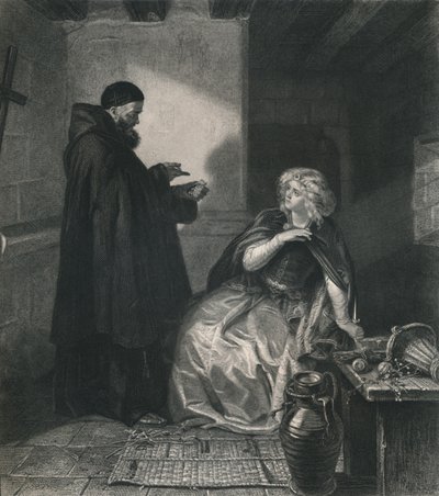 Julieta en la celda de Fray Lorenzo, Romeo y Julieta, c. 1870 de Herbert Bourne