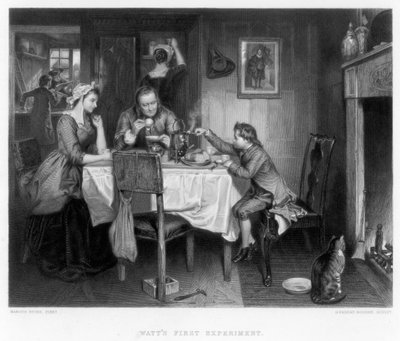 Primer Experimento de Watts, siglo XVIII, c1870 de Herbert Bourne