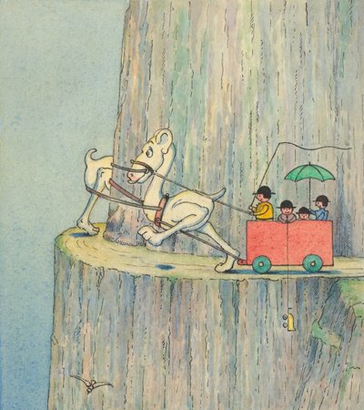 Figuras ascendiendo un camino de acantilado, c.1910 de Herbert E. Crowley