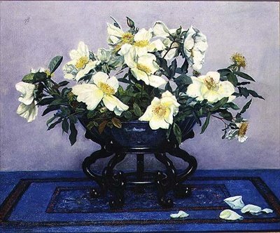 Angelico, rosas amarillas en un jarrón de Herbert Gustave Schmalz