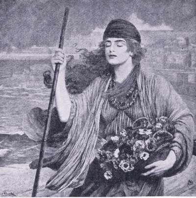 Nydia, la niña ciega de Pompeya, ilustración de La Biblioteca Mundial de los Mejores Libros, c.1940 de Herbert Gustave Schmalz
