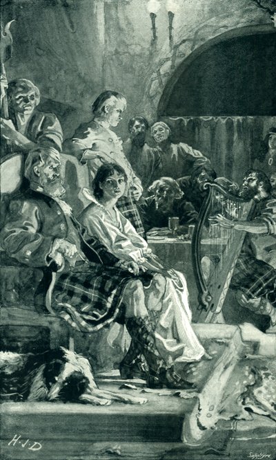 Escena en el Salón de un Jefe de las Tierras Altas en el siglo XVII de Herbert James Draper