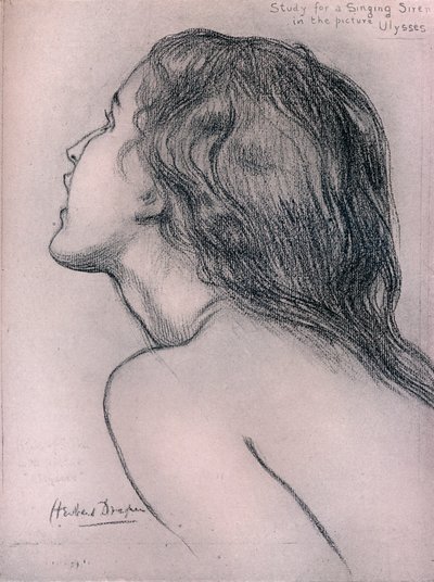 Estudio para una Sirena Cantante, c. 1909 de Herbert James Draper