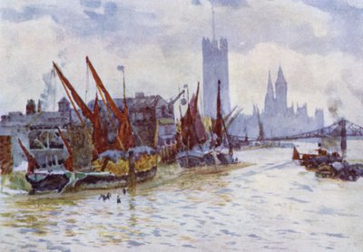 Barcazas de Heno frente al Horseferry en Westminster de Herbert Menzies (after) Marshall