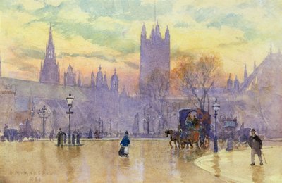 Plaza del Parlamento al anochecer, 1889 de Herbert Menzies Marshall