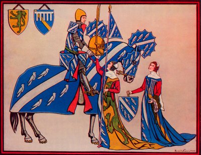 Sir Geoffrey Luttrell, su esposa y su nuera, c1340, 1926 de Herbert Norris