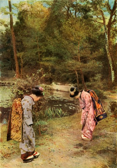 Saludos en los terrenos del templo, 1910 de Herbert Ponting