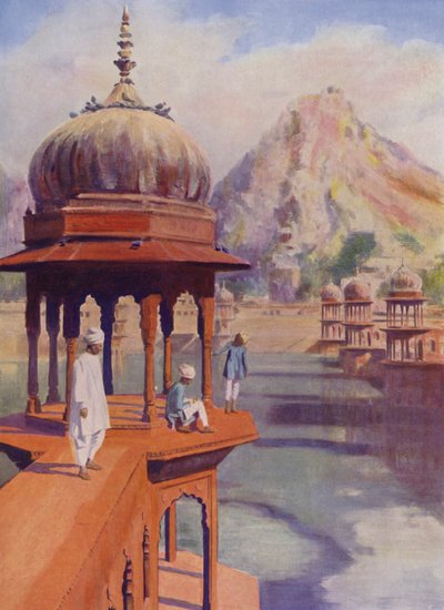 Tanque Sagrado, Alwar, Rajasthan, India (foto a color) de Herbert Ponting