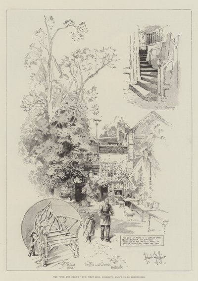 La posada Fox and Crown, West Hill, Highgate, a punto de ser demolida de Herbert Railton