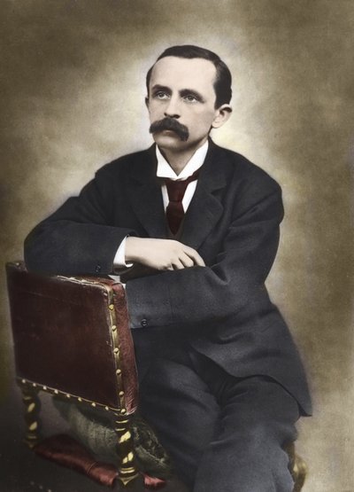 Retrato de J.M. Barrie fotografiado por Barraud en 1893 - James Matthew Barrie (1860-1937), escritor escocés, creador de Peter Pan - Fotografía coloreada. de Herbert Rose Barraud