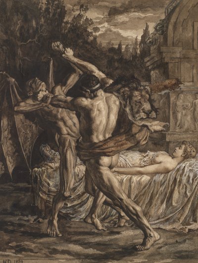 Hércules lucha con la Muerte por el alma de Alcestis de Herbert Thomas Dicksee