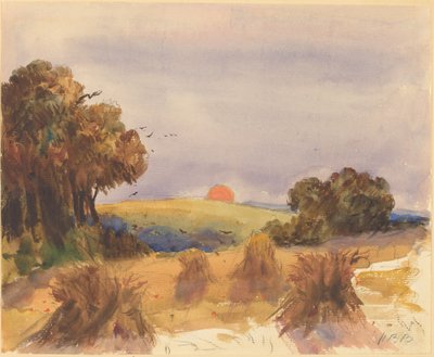 Un Campo de Maíz al Atardecer de Hercules Brabazon Brabazon
