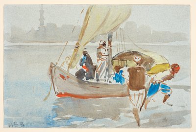 Vista de El Cairo () (antes "Vista de Venecia"), c.1860-97 (acuarela sobre papel azul claro, pegada) de Hercules Brabazon Brabazon