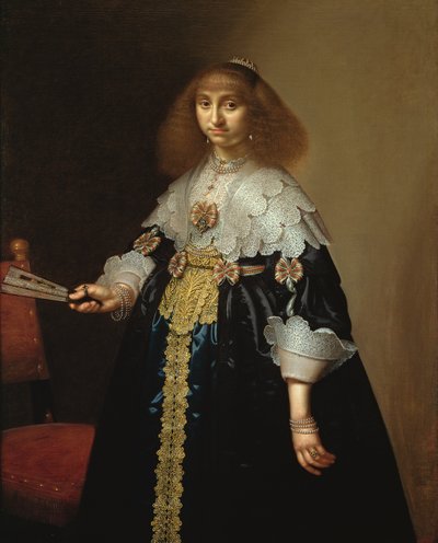 Retrato de una Dama con un Elaborado Traje Bordado, 1640 de Hercules Sanders