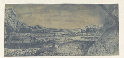 Valle de montaña con campos cercados de Hercules Segers
