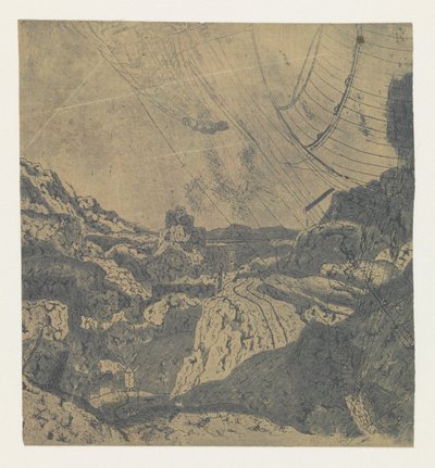 Paisaje rocoso con garganta, primera versión Paisaje rocoso con una carretera bordeando un desfiladero: primera versión de Hercules Segers