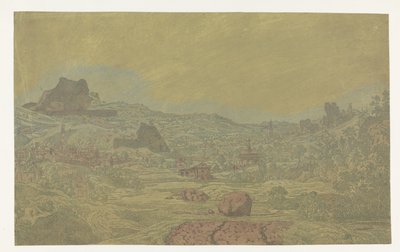 Valle con un río y un pueblo con cuatro torres de Hercules Segers