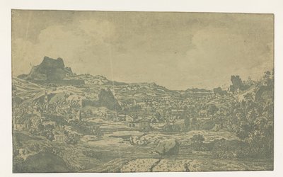 Valle con un río y un pueblo con cuatro torres de Hercules Segers